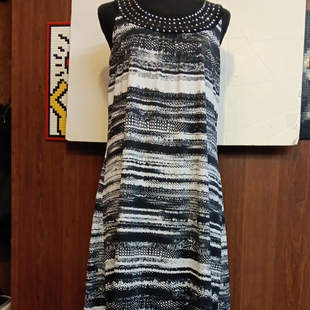 Notations Black and White Halter Midi Sundress